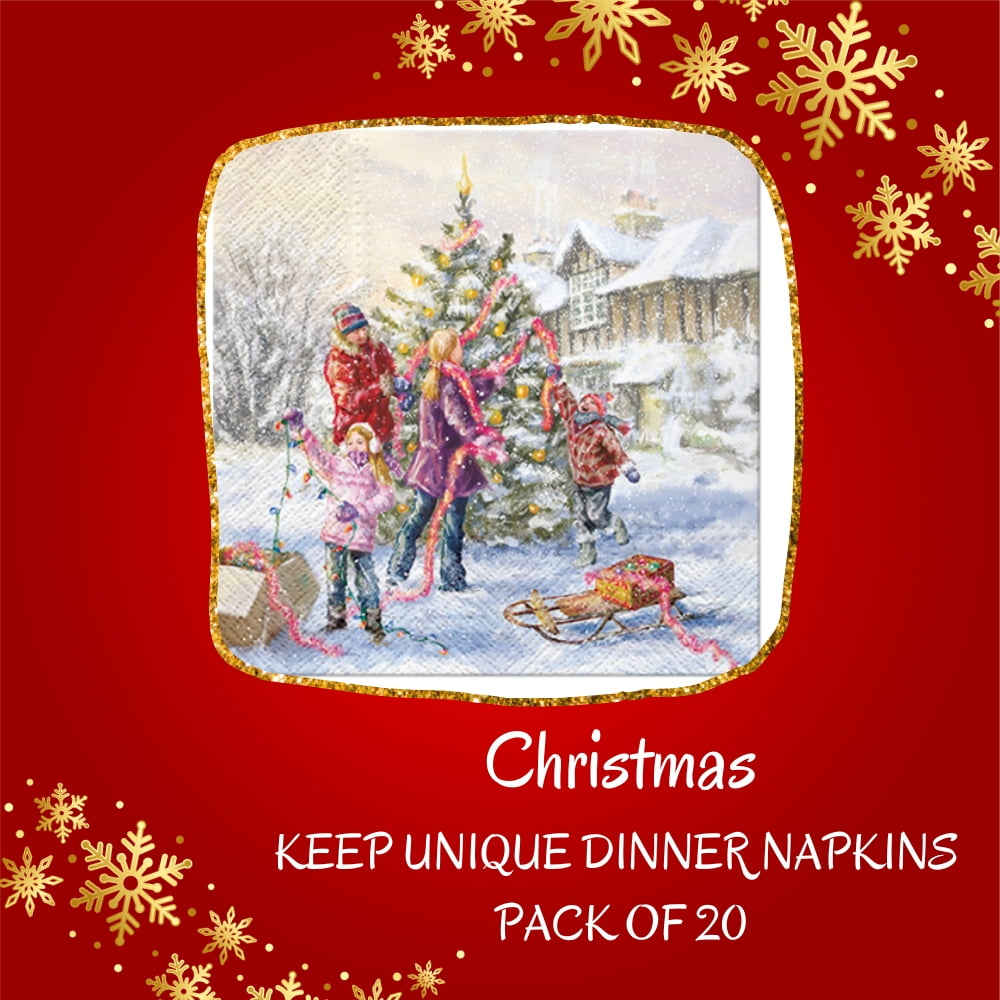 Keep Unique Christmas Paper Decoupage Napkins, Animals Holiday Napkin Dog,  Assorted Color20/Pack 