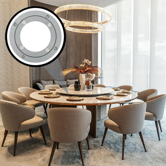 HEMOTON Dinner Round Rotating Bearing Swivel Turntable 20X20X0.85 Silver