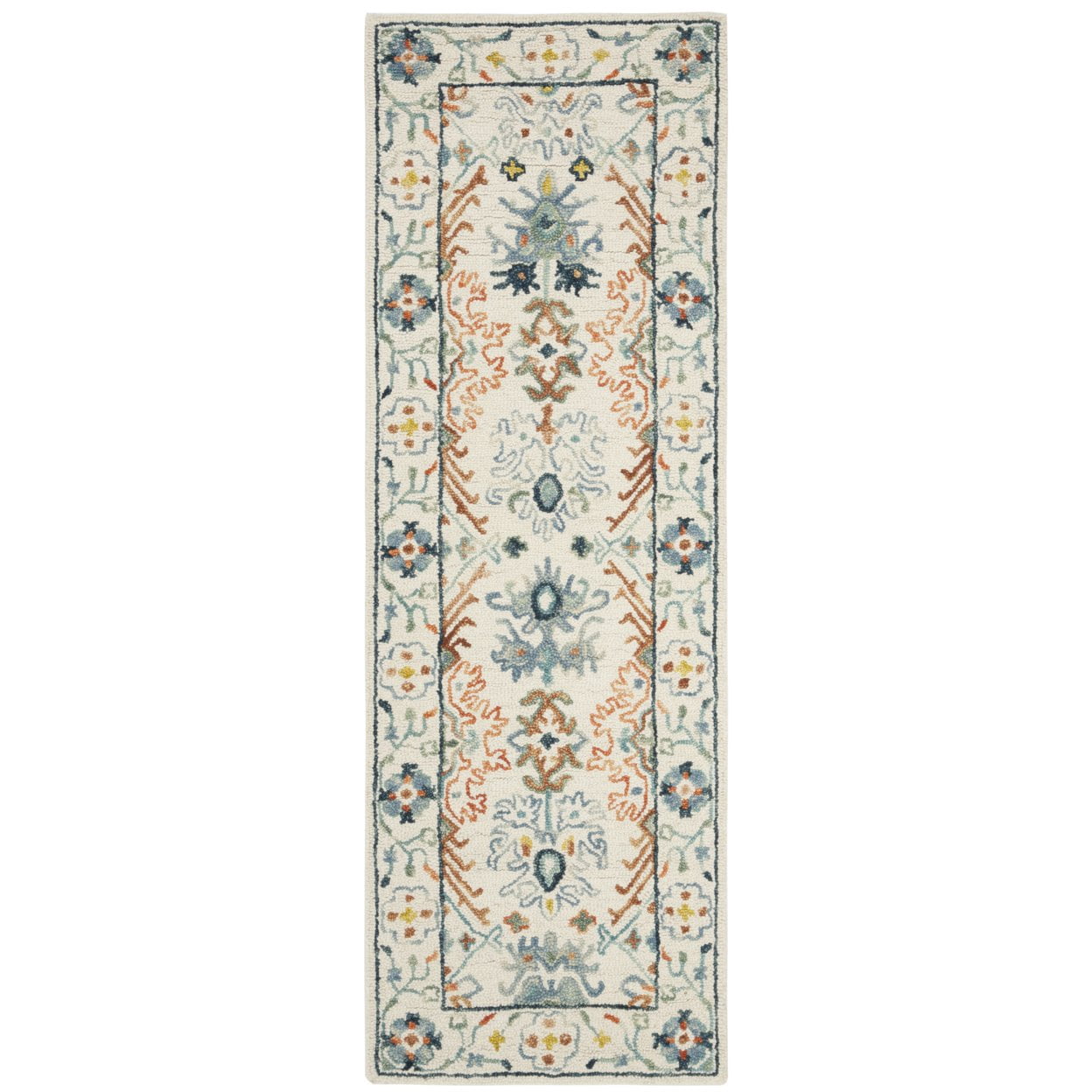 SAFAVIEH Aspen Brooks Southwestern Area Rug, Ivory/Blue, 5' x 5' Round