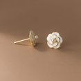 thumbnail image 5 of Solid 925 Sterling Silver Camellia Flower Stud Earrings for Women Teens Flower Stud Earrings Pearl Studs, 5 of 12