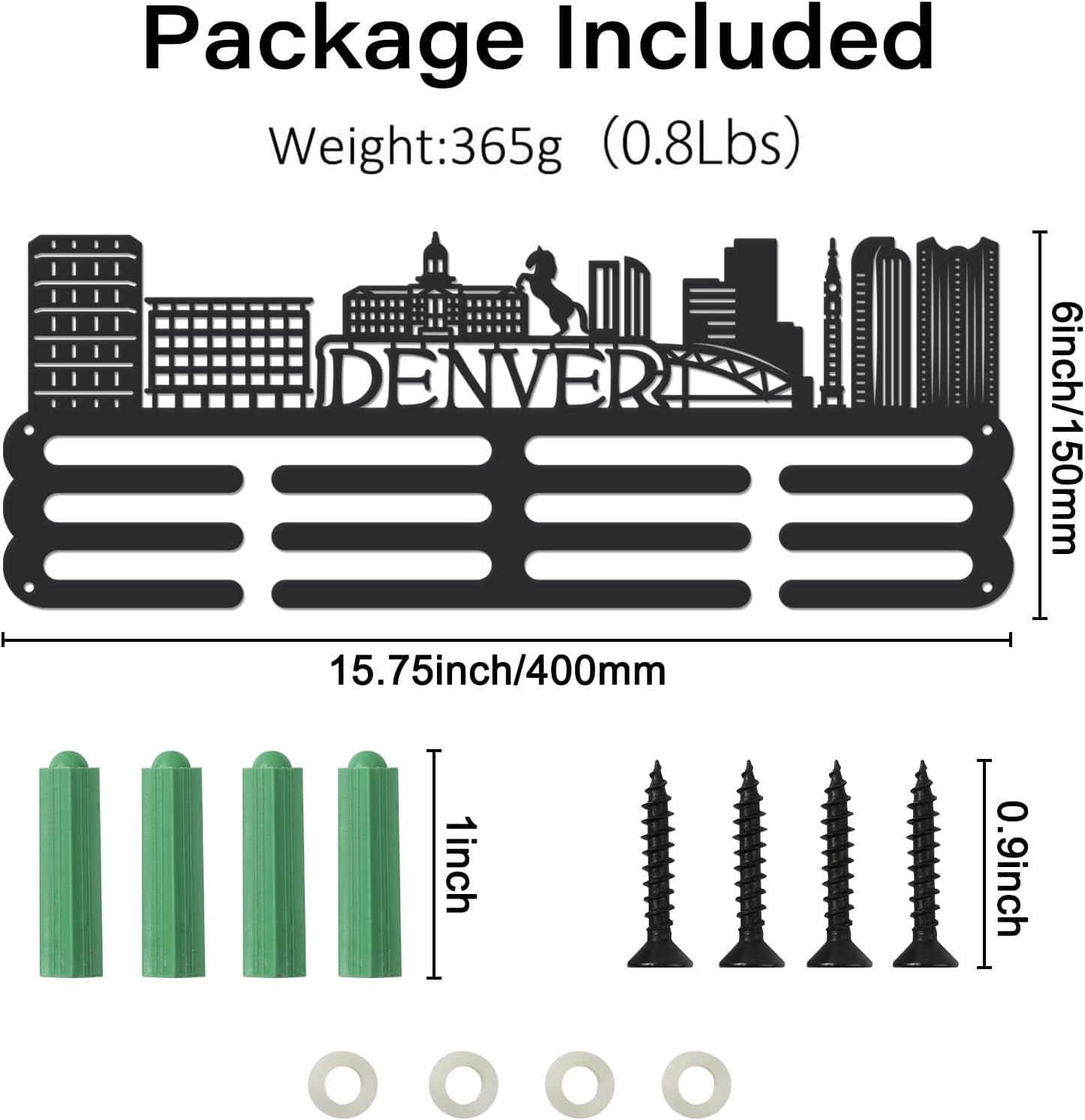 1Set Denver Cityscape Medal Hanger Display Sports Medal Display Rack for 60+ Medals Trophy Holder Awards Ribbon Holder Display Wall Hanging Athlete Gift