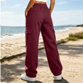 thumbnail image 4 of Maplenight Womens Cargo Pants Elastic Waist Button Hiking Pants Casual Travel Work Trousers with Multi Pockets, 4 of 8