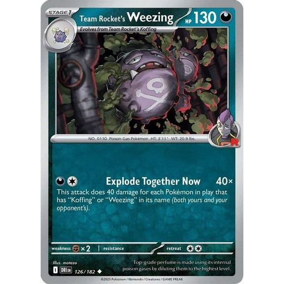 Pokemon Destined Rivals Uncommon Team Rocket's Weezing #126