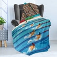 thumbnail image 4 of Olympics Soft Flannel Fleece Blanket, Illustration of Swimmers During Swimming Competition Sports Theme Cartoon Art, Cozy Plush for Indoor and Outdoor Use, 60" x 80", Blue Beige Red, by Ambesonne, 4 of 5