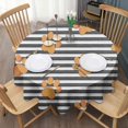 thumbnail image 3 of Paw Print Sonstripes Round Tablecloth 60"x60",Wrinkle Wipeable Table Cloth for Kitchen Dining Room Picnic Patio Party, 3 of 6