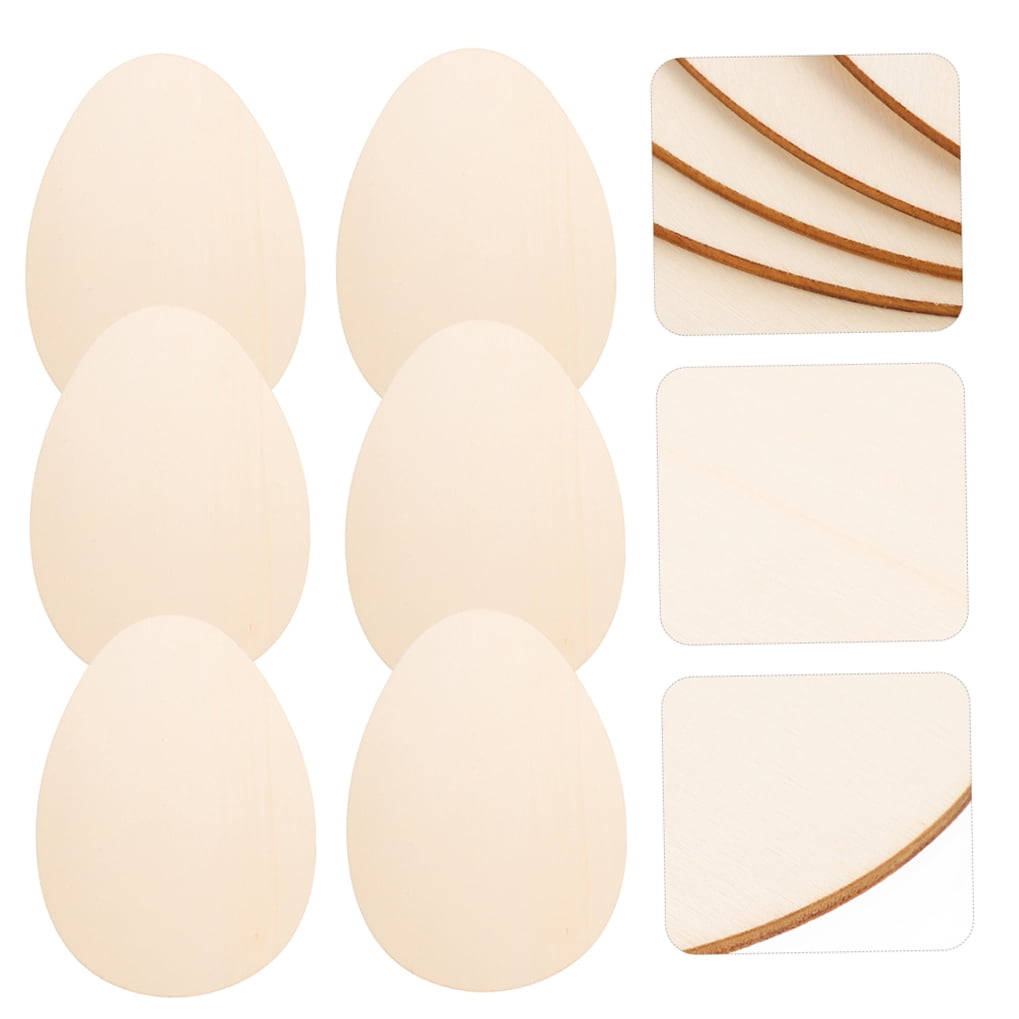 RENACLIPY 12Pcs Unfinished Light Yellow Wooden Easter Egg Cutouts for DIY Crafts and Spring Party Decorations