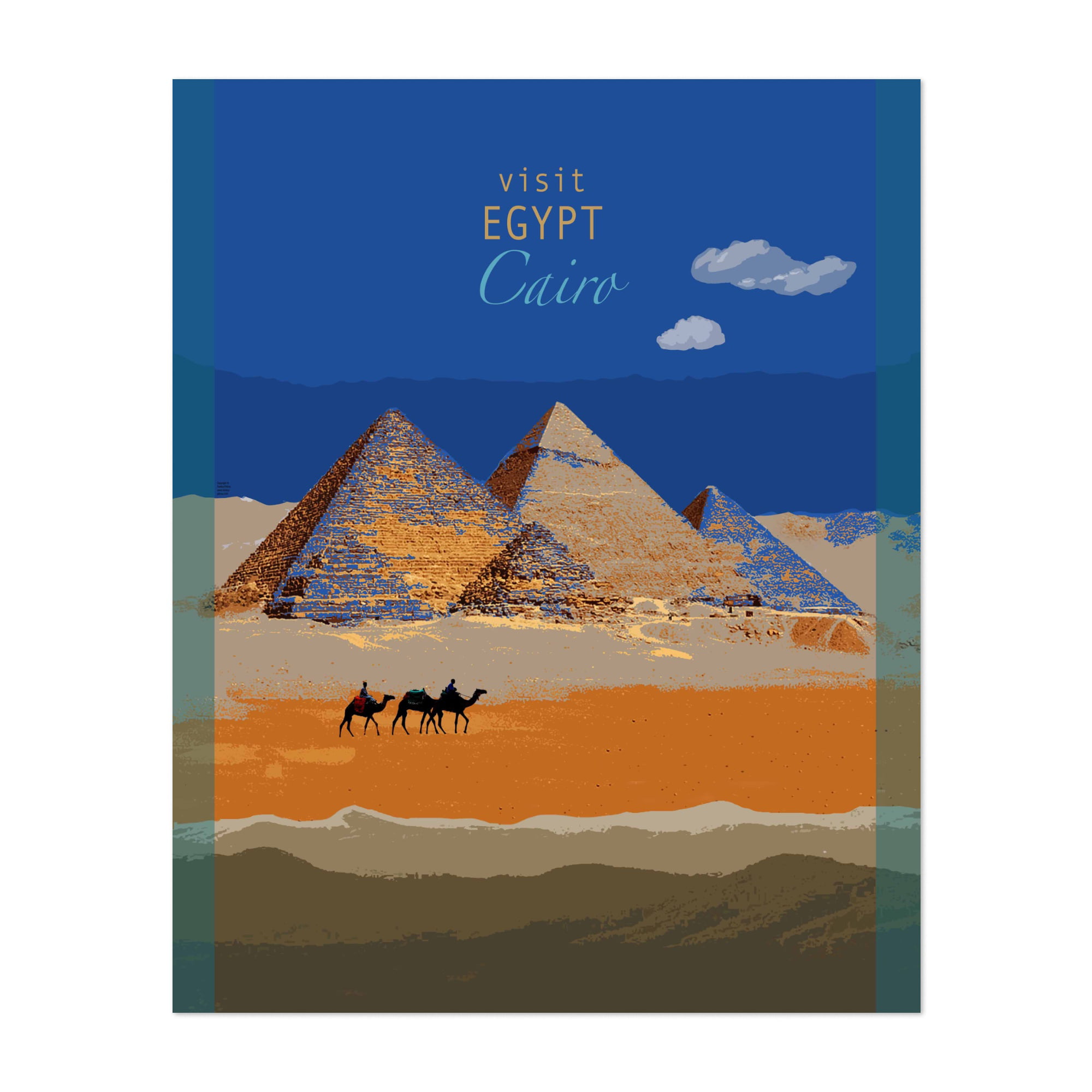 Cairo Sphinx Cat Ancient Egypt Egyptian Pyramids Travel Art Poster Advertisement 