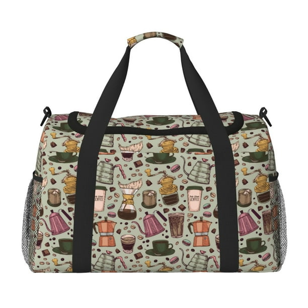 Balery Coffee pots cup Bolsa de Gimnasio para Mujeres, Bolsa de Viaje con Bolsillo Húmedo, Bolsa de Fin de Semana para Mujeres, Bolsa de Viaje Resistente al Agua