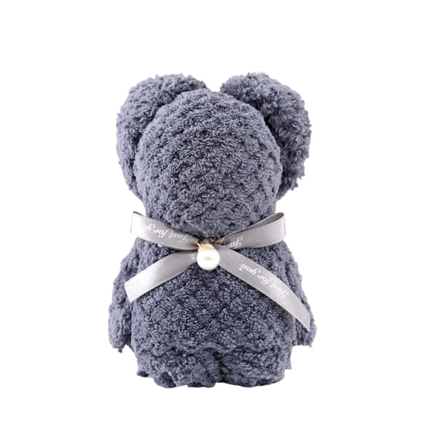 Toalla de baño con forma de oso, suave toalla de mano de felpa coral con compartimento de almacenamiento, ideal para bodas, baby showers, cumpleaños y como recuerdo.