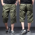 thumbnail image 2 of Trgacdwlo Capri Pants for Men Below Knee Straight Leg Mens Cargo Shorts Summer Running Hiking Long Shorts with Pockets Green XXL, 2 of 5