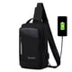 thumbnail image 4 of Mochila mensajera multipropósito con puerto USB • Correa ajustable en el hombro • Nailon impermeable • 28x17x7cm • Negro/azul/gris, 4 of 6