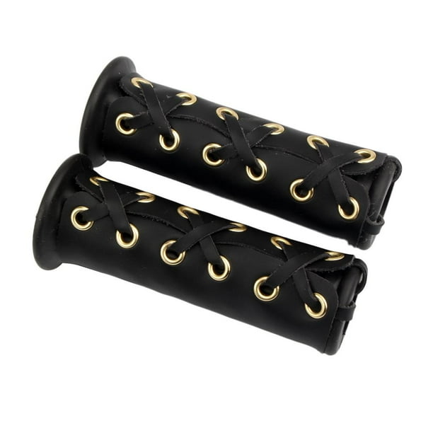 Artificial Leather Motorcycle Grip Covers Vibration Dampening Black