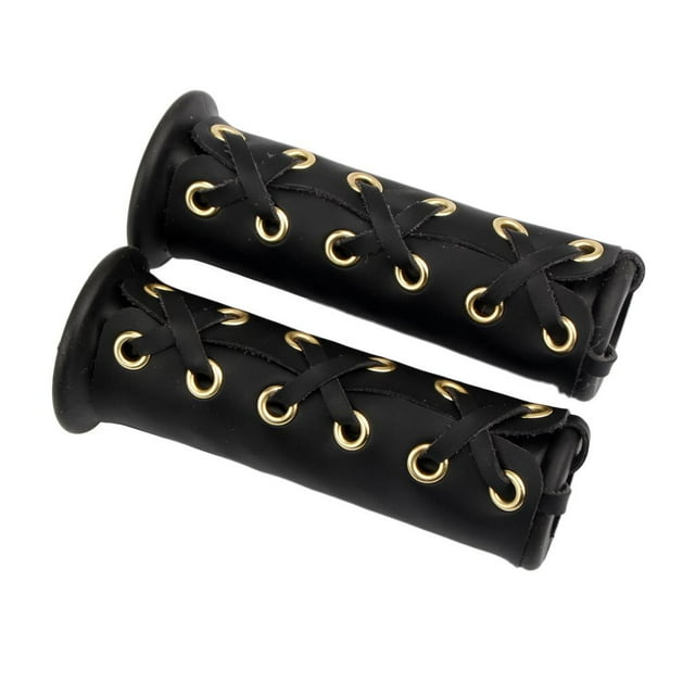 Miulika Handlebar Padded PU Leather Motorcycle Grip Cover Set Vibration Dampening Black