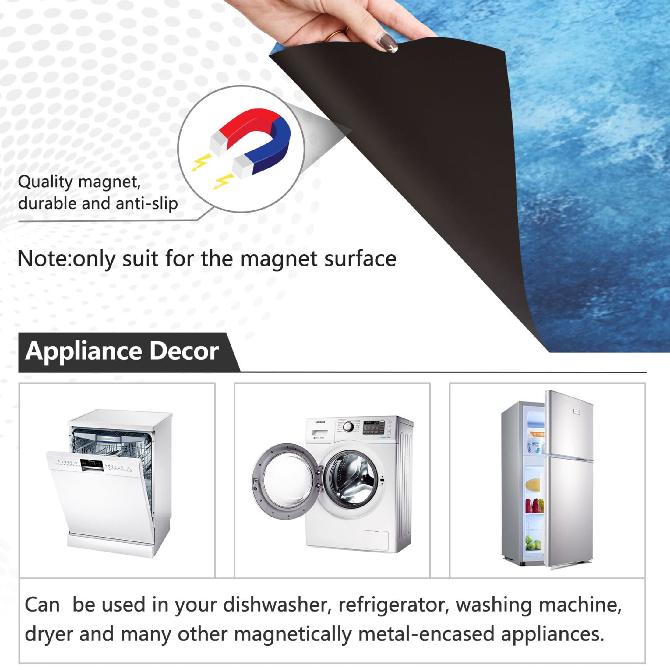 Dishwasher Magnetic Sticker 23x26 Inch Refrigerator Magnetic Sticker Washing Machine Magnetic Sticker Kitchen Panel Magnetic Sticker Home Decor Dark Blue Oil Painting