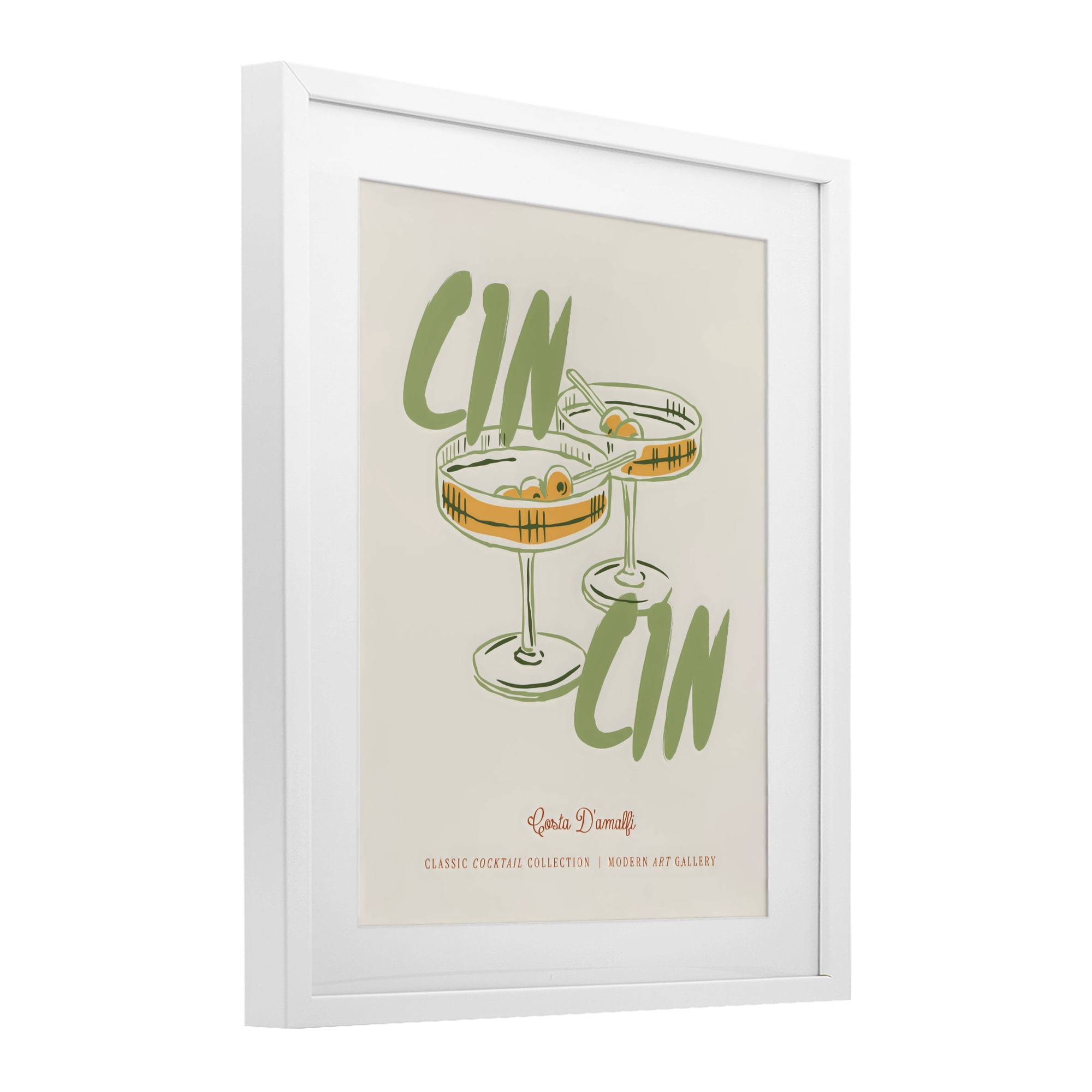 Stupell Industries Cin Cin Amalfi Cocktail White Framed Print Under Glass, design by The Prints Vibe