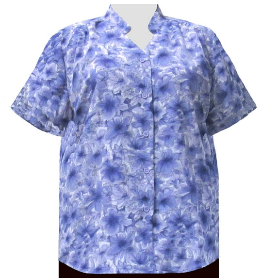 A Personal Touch Women's Plus Size Mandarin Collar V-Neck Blouse Purple Maura - 4X