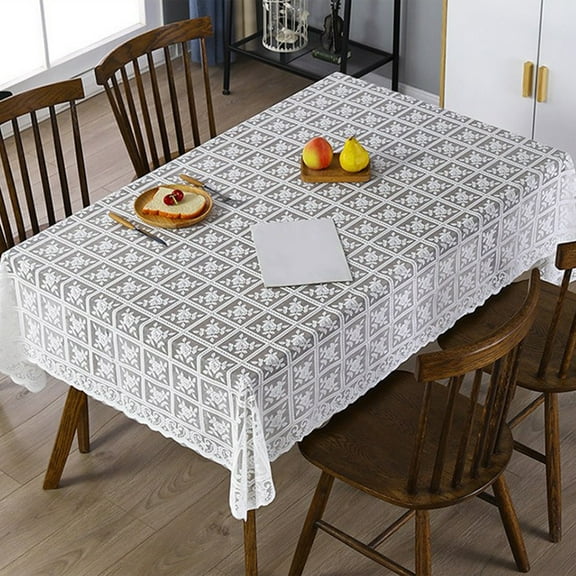Bxaolu White Lace Tablecloth for Rectangular Tables, Vintage Style Wedding Table Cloths for Reception, Birthday Party, Formal Dining, Dinner Parties (A, 55 x 55 Inches)