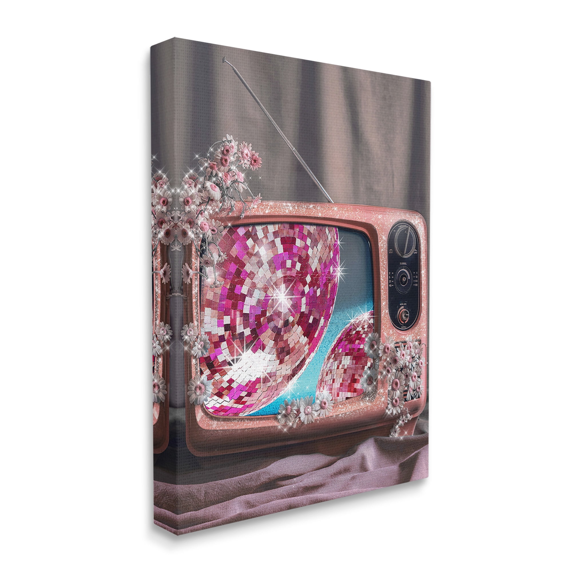 Stupell Industries Disco Vintage Television Novelty Painting Gallery Wrapped Canvas Art Print Wall Art, 30 x 40