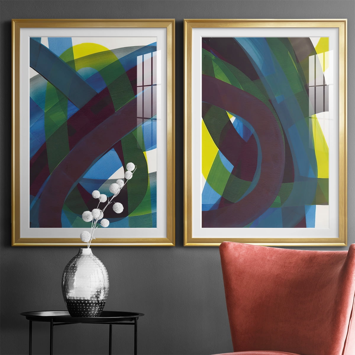 Wexford Home Cool Network I Premium Framed Print, 18.5" x 24.5" - Ready to Hang, Gold (Set of 2)