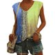 thumbnail image 1 of Camiseta de verano para mujer, holgada, informal, multicolor, con cuello en V, sin mangas, top degradado para mujeres y niñas, azul claro S, 1 of 7