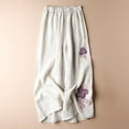 thumbnail image 3 of Women Large Size Casual Pants Cotton And Linen Loose Cropped Pants Wide Leg Pants, 3 of 3