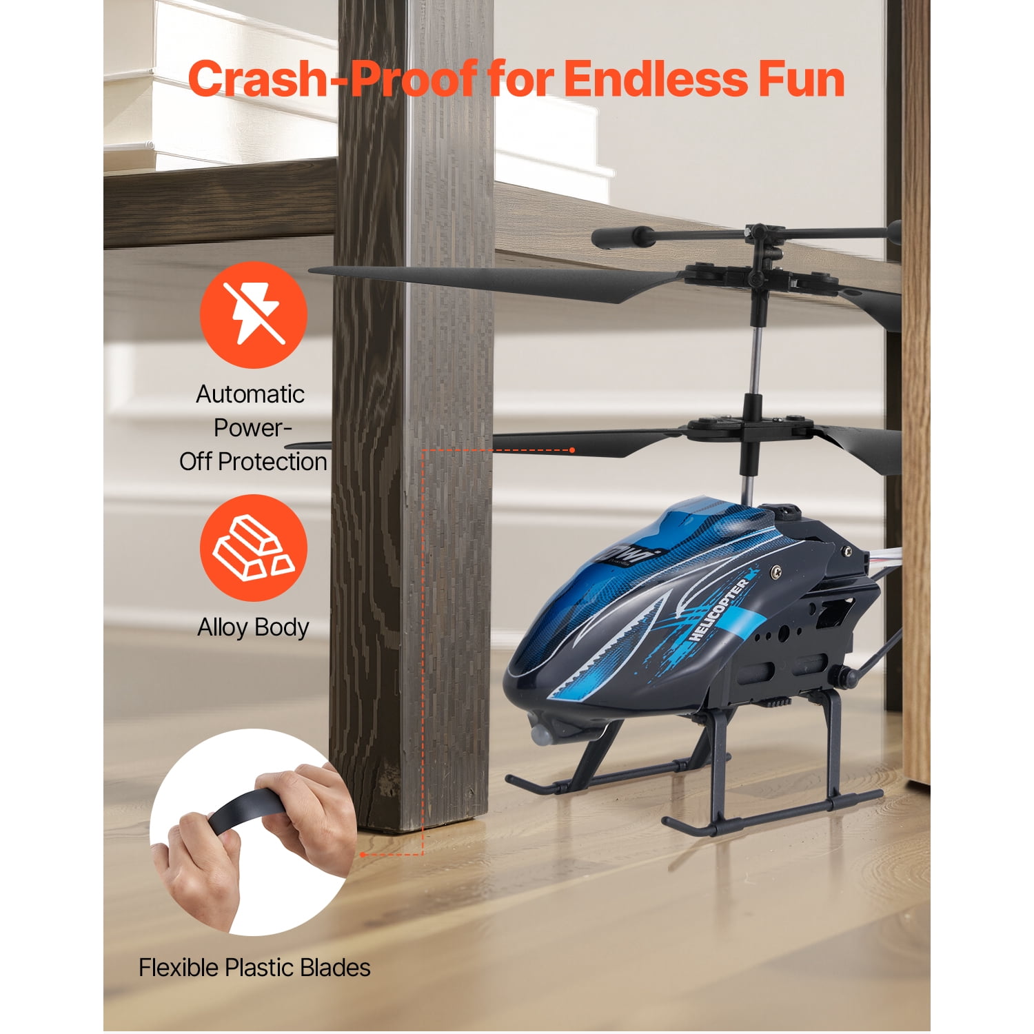 KFFKFF Remote Control Helicopter, 2.4GHz Flying RC Toy, 3.5 Channel Aircraft for Kids, 16-Minute Flight Duration, Altitude Stabilization, One-Button Takeoff/Landing & LED Lighting