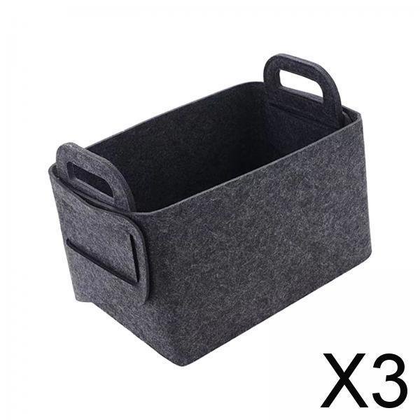 2x cesta de almacenamiento de fieltro, organizador de lavandería, ropa sucia para el hogar, dormitorio, contenedor de almacenamiento plegable para cojines de cocina 3 piezas