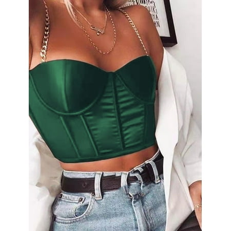 

Gwiyeopda Women Bustier Corset Tank Crop Top Backless Push Up Bodice Tube Top Shirt Outwear
