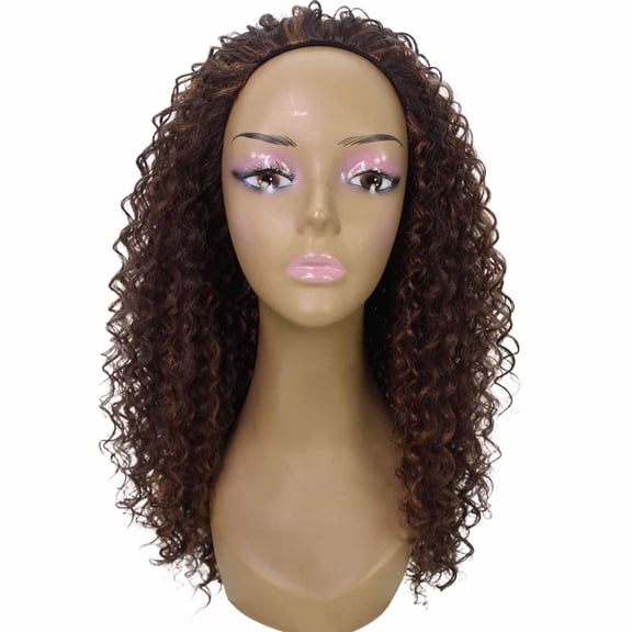 LUXLUXE Isadora Curly Body Waves 22.5 in Long Half Wig Half Cap Wig, Mix Human Hair and Synthetic Fibers