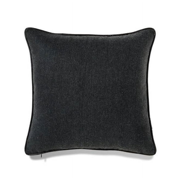 MDR Trading Inc. HU-MH2020JS04OF Dark Gray Herringbone Texture With Pu Pipingwith Featherdown Insert Pillow
