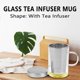thumbnail image 5 of Taza infusora de té de vidrio resistente al calor de 500 ml para viajes con tapa de acero inoxidable, taza de café, vaso, kitch blanco, 5 of 5