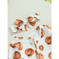 thumbnail image 5 of Halloween Newborn Baby Girl Outfit Long Sleeve Pumpkin Flower Jumpsuit Playsuit Headband 2Pcs Fall Winter Clothes, 5 of 8
