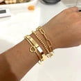 thumbnail image 3 of PJRYC Gold Plated Bangle Cuff Bracelets for Women Non Tarnish Gold Bracelet Stack Jewelry Set for Women Trendy, 3 of 6
