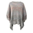 thumbnail image 4 of 2026 ! asdoklhq Plus Size Womens,Plus Size Women Tassel Fringed Cloak Sweater Striped Fringe Tops, 4 of 4