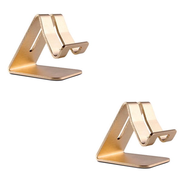 Inteprter Soporte de aleación de aluminio para Teléfono móvil Tablet Dorado champagne 75*63*75mm 2Conjunto