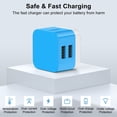 thumbnail image 3 of USB Wall Charger,Type C Charger with 2 Pack Type C Charging Cable Cord 6FT USB C Cable Phone Cables,2.4A Dual Port Phone Charger Android Charger Block USB Plug Adapter USB Charging Block,Blue, 3 of 8