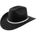 thumbnail image 3 of Cowboy Hat for Home and Casual Wear - Sparkling Rhinestone Wide Brim Sun Travel Western Style Accessory, 3 of 4