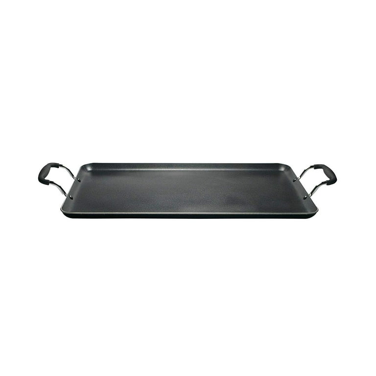 Ecolution 19.5” x 11, Non-Stick, Dishwasher Safe, Double Burner Family Pan Cookware, Cast Aluminum, Reversible Grill/Griddle, Black