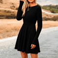 thumbnail image 4 of MLDRA Dress for Women Casual Long Sleeve Ribbed Knit A-Line Flowy Fall Winter Sweater Dress, Crewneck Elegant Going Out Dresses for Women 2025, 4 of 7