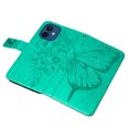 thumbnail image 6 of Decase iPhone 12 Case, Butterfly Patterned Wallet Case, Magnetic Folio Faux Leather with Wrist Strap Credit Card Holder Slots Kickstand Protective Cover For iPhone 12, Green, 6 of 14