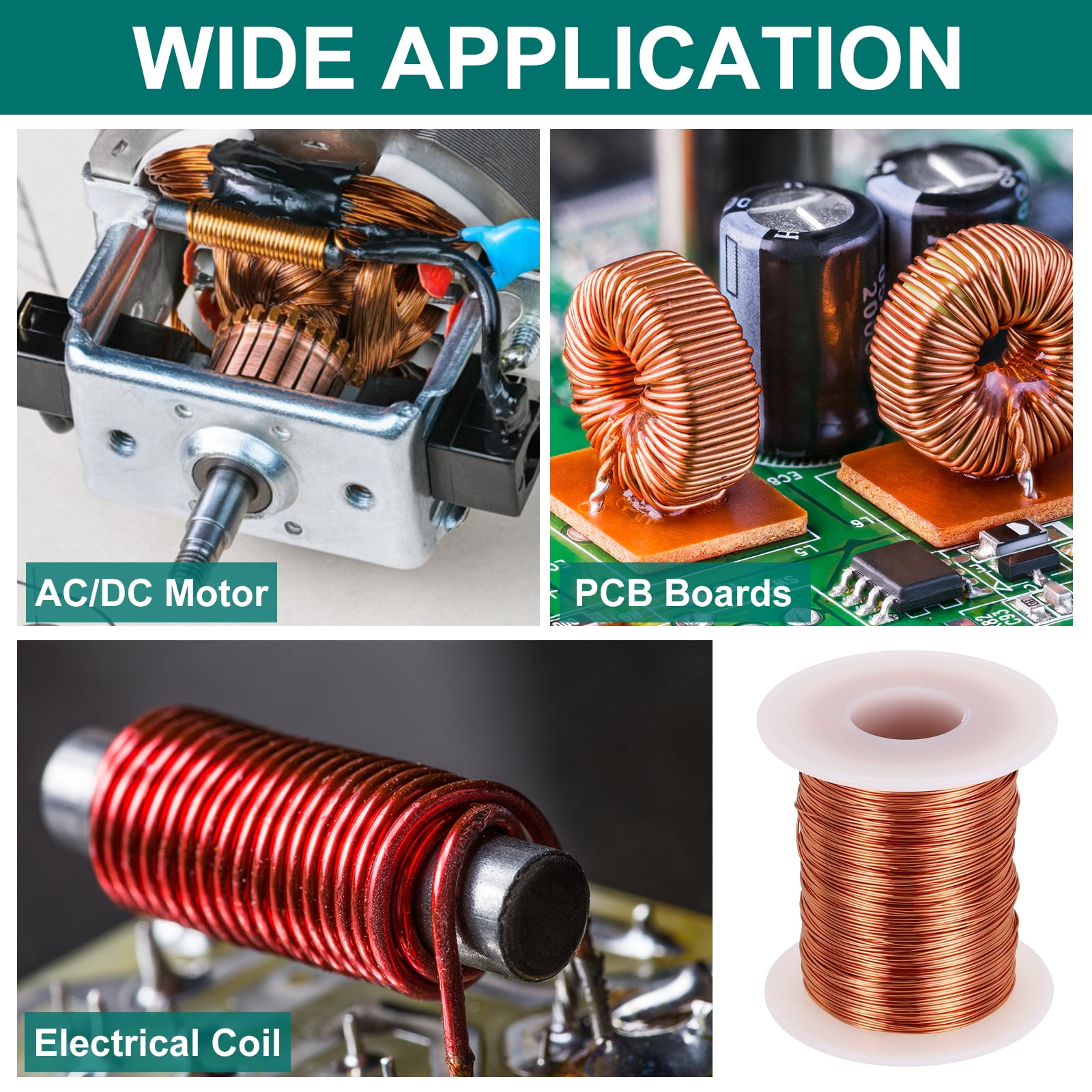 Uxcell 24 AWG Magnet Wire, 24 Gauge Enameled Copper Wire, 8 oz Magnetic Coil Wire for Transformer, Motor, Electric, 155C(311F)