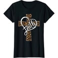 thumbnail image 1 of Playera Cristiana de Mujer con Cruz y Estampado de Leopardo - Love In Faith, 1 of 5