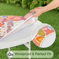 thumbnail image 5 of Pioneer Flower Floral Print Pattern Round Fitted Tablecloth with Elastic Edge,Dining Table Cover Waterproof,Outdoor Round Tablecloth for Camping,Dining,Indoor and Outdoor, 5 of 7