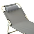 thumbnail image 4 of Chaise Longue, Fauteuil Inclinable Simple en Fer, Chaise Longue Pliante Inclinable, Chaise-Lit de Camping, Lit Pliant, Chaise Longue de Patio, Chaise Longue d'Extérieur avec Oreiller pour, 4 of 7