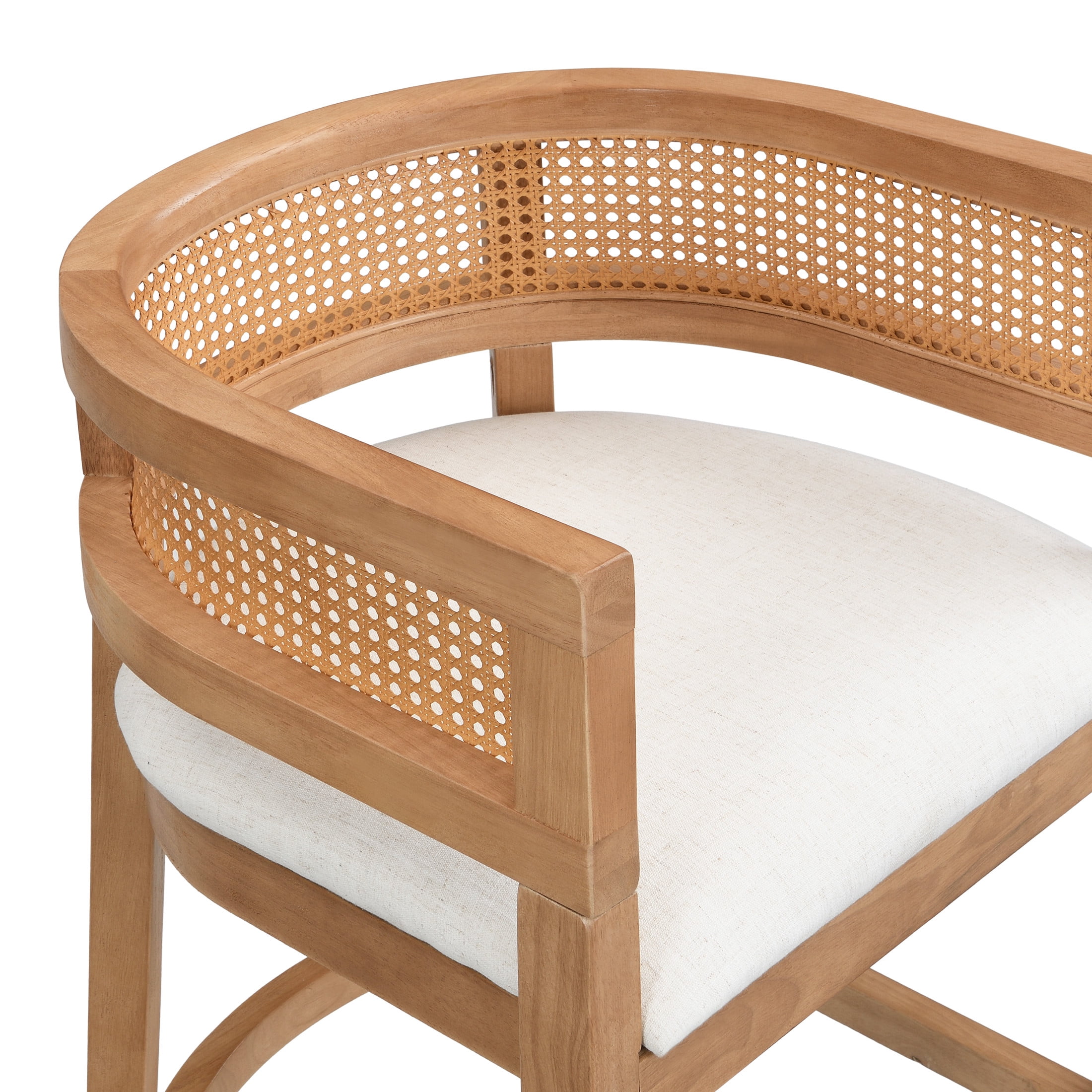 Christopher Knight Home 29.5" Upholstered Bar Stools, Wood Frame with Rattan Back, Natural, Set of 2