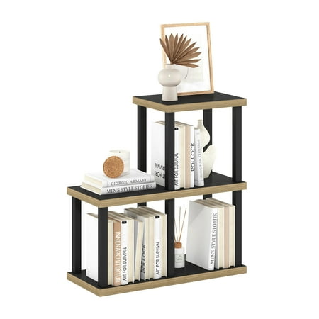 Furinno TURN-N-TUBE No Tools 3-Cube Decorative Display Shelf in Americano/Black