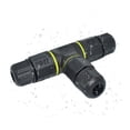 thumbnail image 2 of Adaptador eléctrico de jardín de 3 vías y 3 pines, terminal impermeable, prensaestopas sellado, conector de caja de conexiones, funda en forma de T para luz LED (negro), 2 of 5