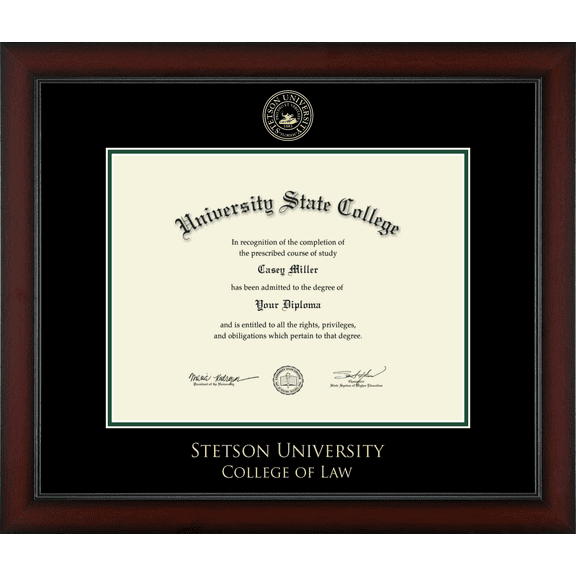Stetson University College of Law Diploma Frame, Document Size 17" x 13"