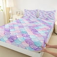 thumbnail image 3 of Castle Fairy Children Teens Marine Mermaid Princess Twin Sheet Sets 3pcs,Bling Gradient Glitter Twin Fitted Sheet Microfiber,Sea Underwater World Breathable Flat Sheet,Ultra Soft Home Decor, 3 of 7