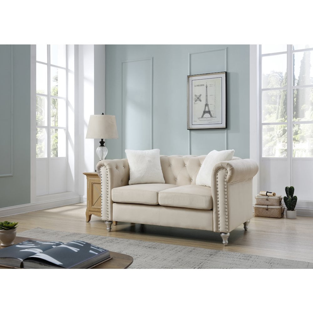 Glory Furniture Raisa Loveseat in Beige Color